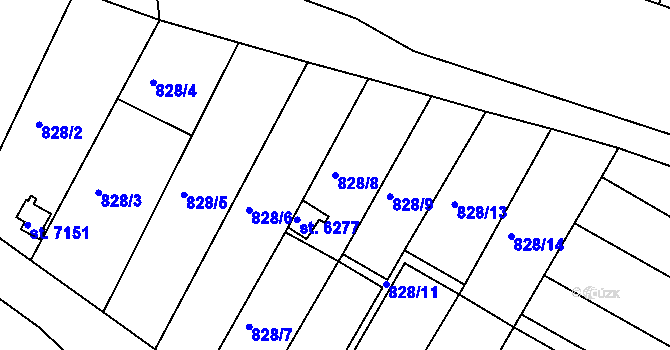 Parcela st. 828/8 v KÚ Třebíč, Katastrální mapa