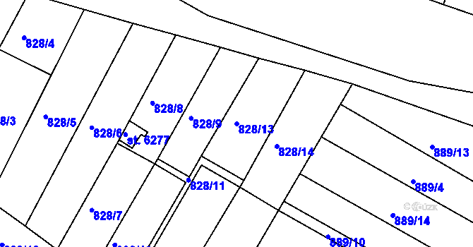 Parcela st. 828/13 v KÚ Třebíč, Katastrální mapa