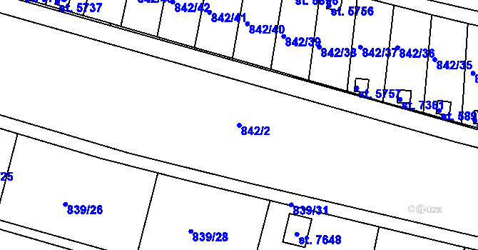 Parcela st. 842/2 v KÚ Třebíč, Katastrální mapa