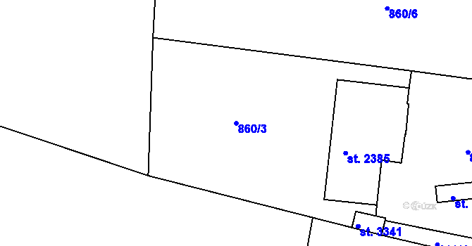 Parcela st. 860/3 v KÚ Třebíč, Katastrální mapa