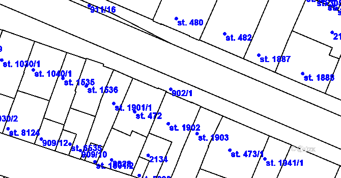 Parcela st. 902/1 v KÚ Třebíč, Katastrální mapa