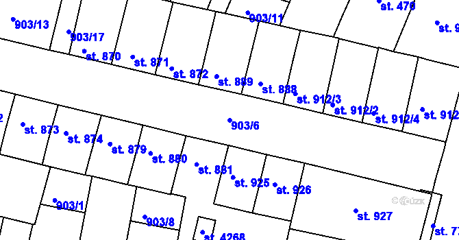 Parcela st. 903/6 v KÚ Třebíč, Katastrální mapa