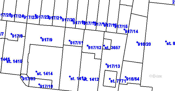 Parcela st. 917/12 v KÚ Třebíč, Katastrální mapa