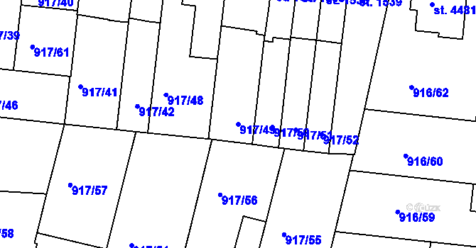 Parcela st. 917/49 v KÚ Třebíč, Katastrální mapa