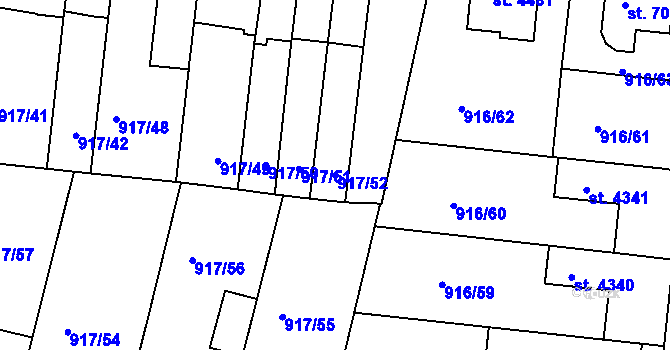 Parcela st. 917/52 v KÚ Třebíč, Katastrální mapa