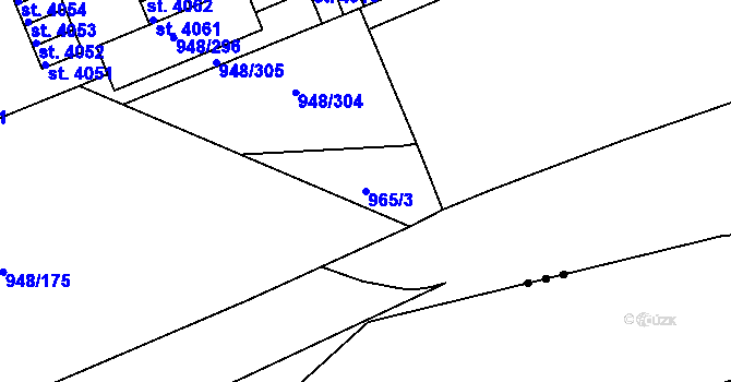 Parcela st. 965/3 v KÚ Třebíč, Katastrální mapa