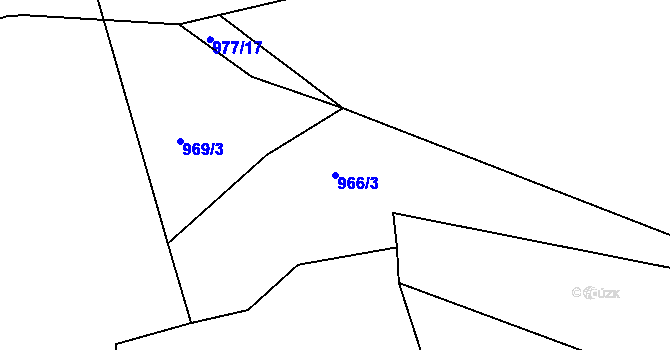 Parcela st. 966/3 v KÚ Třebíč, Katastrální mapa