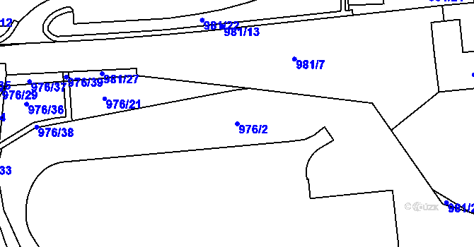 Parcela st. 976/2 v KÚ Třebíč, Katastrální mapa