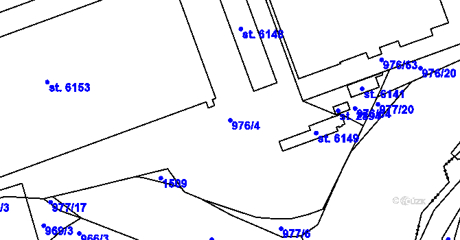 Parcela st. 976/4 v KÚ Třebíč, Katastrální mapa