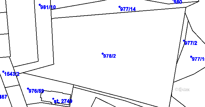 Parcela st. 978/2 v KÚ Třebíč, Katastrální mapa