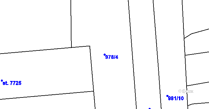 Parcela st. 978/4 v KÚ Třebíč, Katastrální mapa