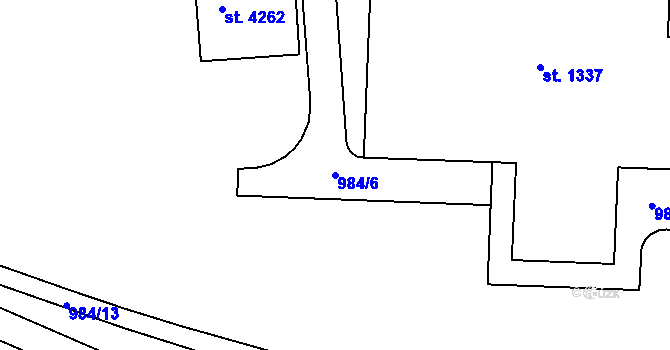Parcela st. 984/6 v KÚ Třebíč, Katastrální mapa