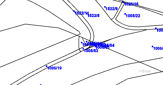 Parcela st. 1005/52 v KÚ Třebíč, Katastrální mapa