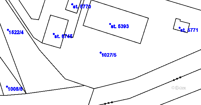 Parcela st. 1027/5 v KÚ Třebíč, Katastrální mapa