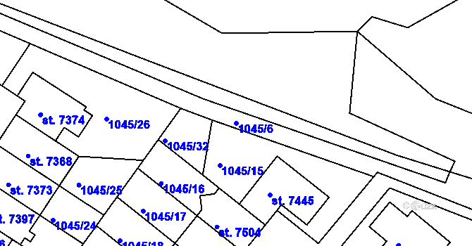 Parcela st. 1045/6 v KÚ Třebíč, Katastrální mapa