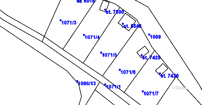 Parcela st. 1071/5 v KÚ Třebíč, Katastrální mapa