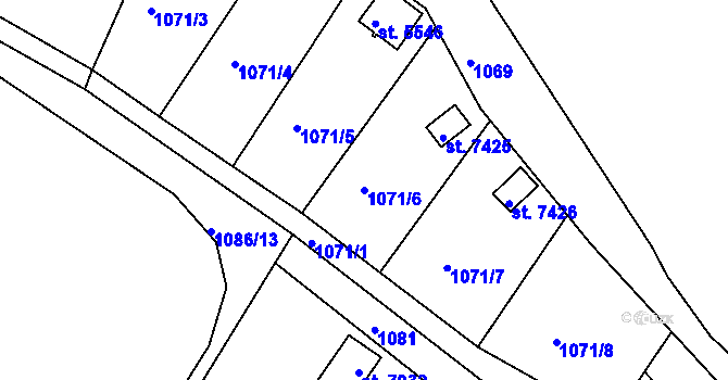 Parcela st. 1071/6 v KÚ Třebíč, Katastrální mapa