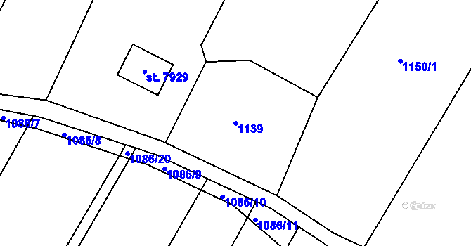 Parcela st. 1139 v KÚ Třebíč, Katastrální mapa