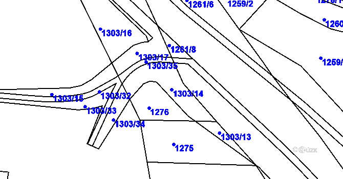 Parcela st. 1303/14 v KÚ Třebíč, Katastrální mapa