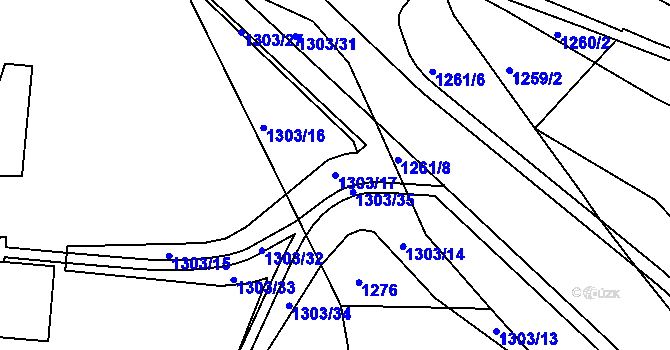 Parcela st. 1303/17 v KÚ Třebíč, Katastrální mapa