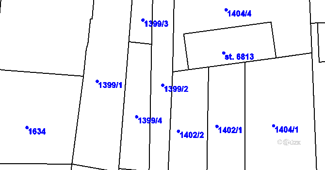 Parcela st. 1399/2 v KÚ Třebíč, Katastrální mapa