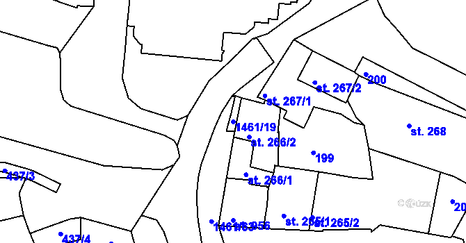 Parcela st. 1461/19 v KÚ Třebíč, Katastrální mapa