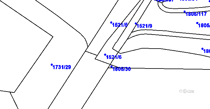 Parcela st. 1521/6 v KÚ Třebíč, Katastrální mapa