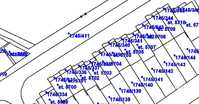 Parcela st. 1745/339 v KÚ Třebíč, Katastrální mapa