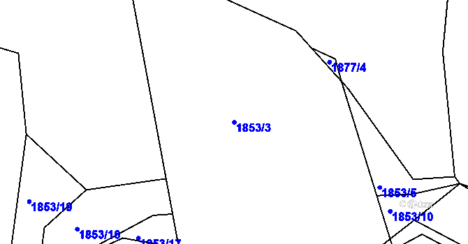 Parcela st. 1853/3 v KÚ Třebíč, Katastrální mapa