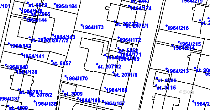 Parcela st. 1964/84 v KÚ Třebíč, Katastrální mapa