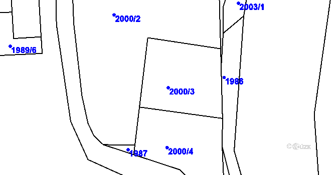 Parcela st. 2000/3 v KÚ Třebíč, Katastrální mapa