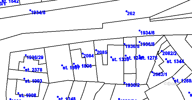 Parcela st. 2085 v KÚ Třebíč, Katastrální mapa