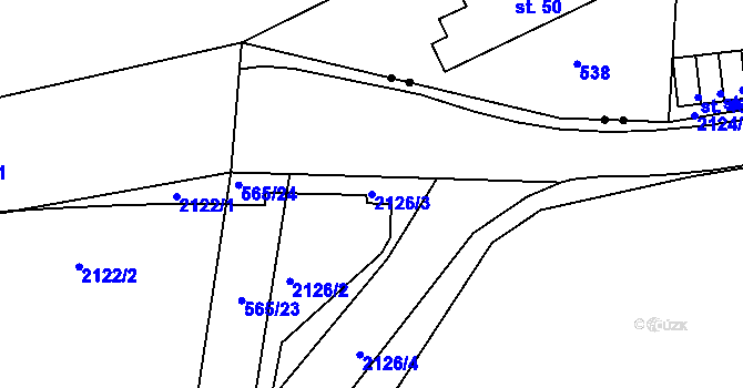 Parcela st. 2126/3 v KÚ Třebíč, Katastrální mapa