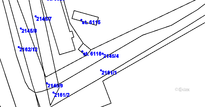 Parcela st. 2145/4 v KÚ Třebíč, Katastrální mapa