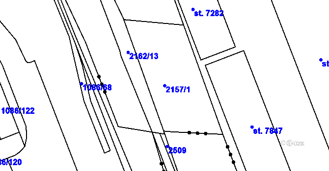 Parcela st. 2157/1 v KÚ Třebíč, Katastrální mapa