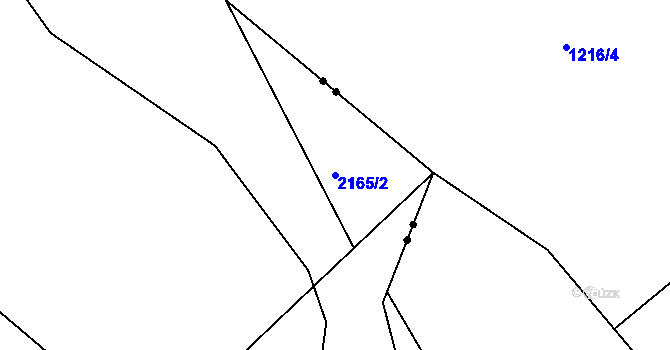 Parcela st. 2165/2 v KÚ Třebíč, Katastrální mapa