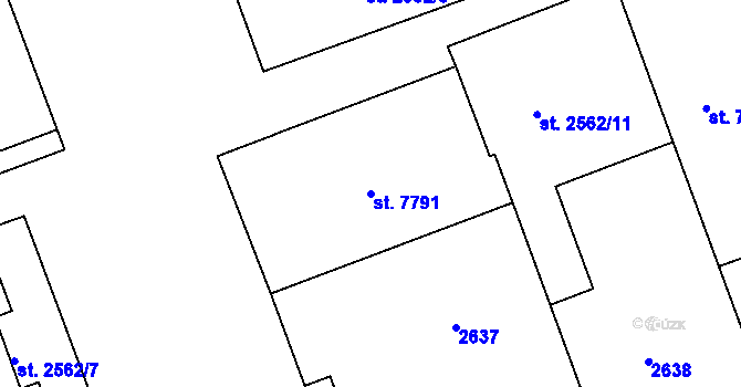 Parcela st. 7791 v KÚ Třebíč, Katastrální mapa