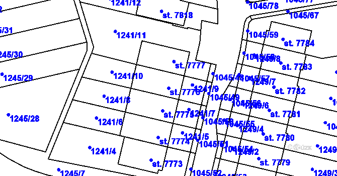 Parcela st. 7776 v KÚ Třebíč, Katastrální mapa
