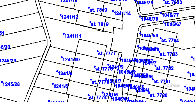 Parcela st. 7777 v KÚ Třebíč, Katastrální mapa