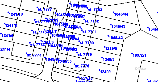 Parcela st. 7780 v KÚ Třebíč, Katastrální mapa