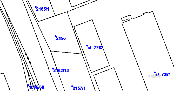 Parcela st. 7282 v KÚ Třebíč, Katastrální mapa