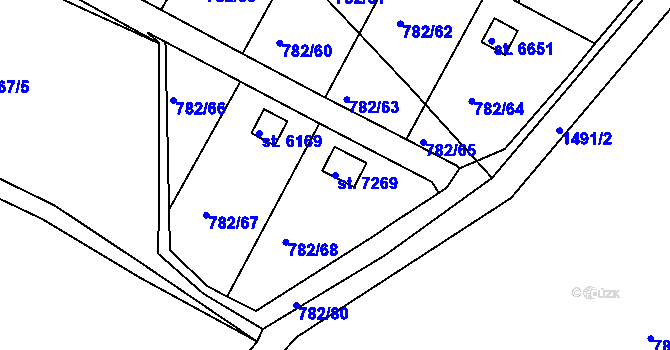 Parcela st. 7269 v KÚ Třebíč, Katastrální mapa