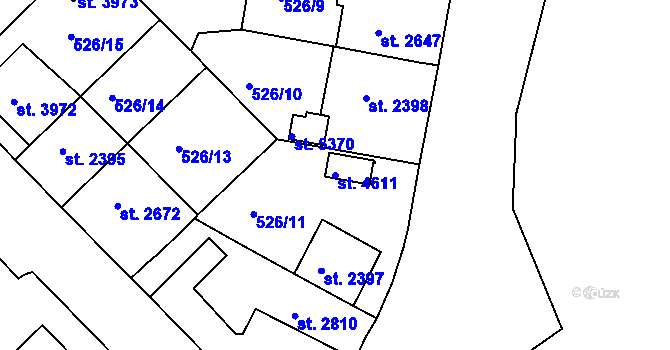 Parcela st. 4611 v KÚ Třebíč, Katastrální mapa