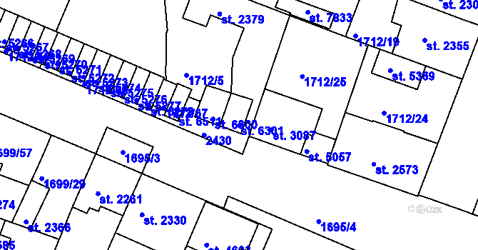 Parcela st. 6301 v KÚ Třebíč, Katastrální mapa
