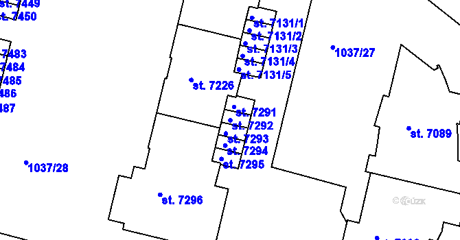 Parcela st. 7292 v KÚ Třebíč, Katastrální mapa