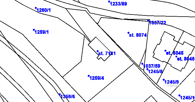 Parcela st. 7181 v KÚ Třebíč, Katastrální mapa