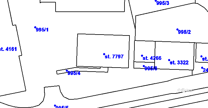 Parcela st. 7797 v KÚ Třebíč, Katastrální mapa