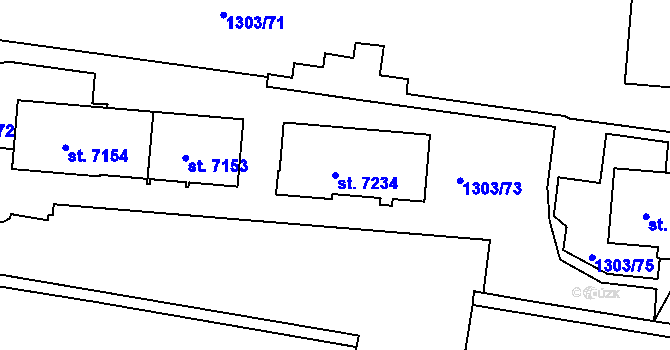 Parcela st. 7234 v KÚ Třebíč, Katastrální mapa