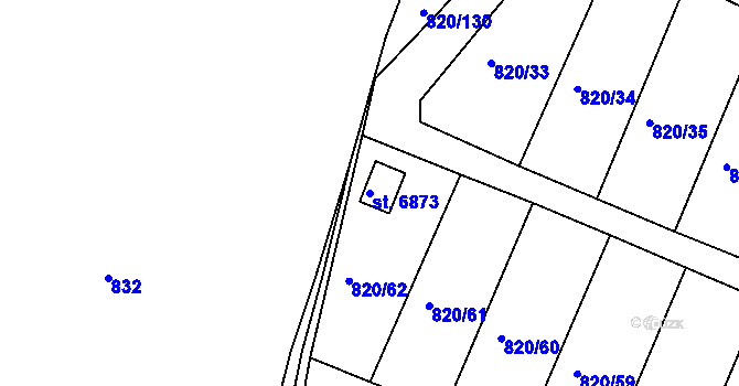 Parcela st. 6873 v KÚ Třebíč, Katastrální mapa