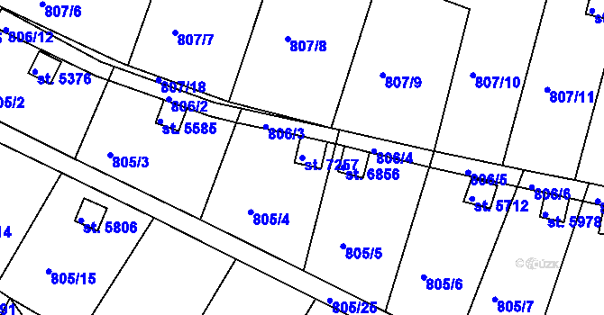 Parcela st. 7257 v KÚ Třebíč, Katastrální mapa